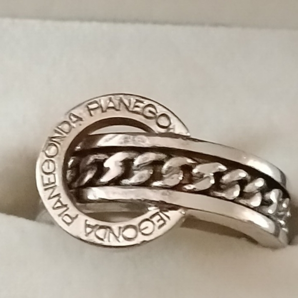 VERY RARE RETIRED PIANEGONDA Sterling Silver Chain Pattern Ring Size 8 - Picture 5 of 7